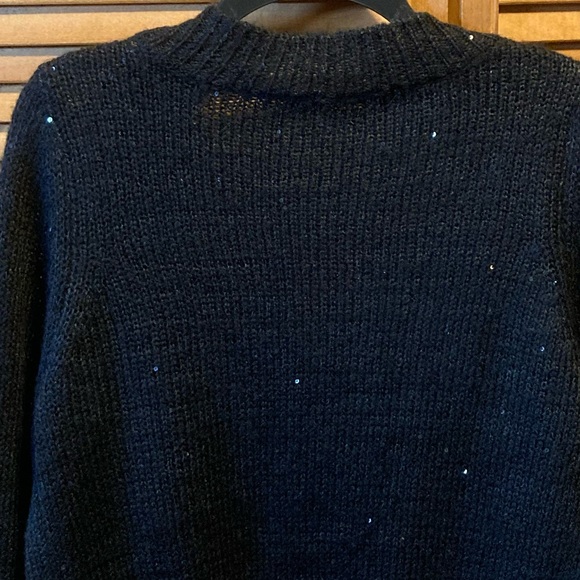 NY Collection Black Knit Shrug with Glitter Sequins - Picture 10 of 12